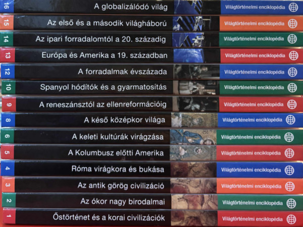 Vil�gt�rt�nelmi enciklop�dia hi�nyos sorozat! 14 db k�nyv (1-6, 8-10, 12-16)