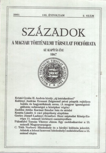 Pl Lajos - Szzadok A Magyar Trtnelmi Trsulat Folyirata 135. vf. 2001. 2. szm