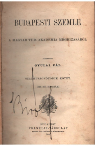 Budapesti szemle 125. ktet ( 349., 350., 351. szm )