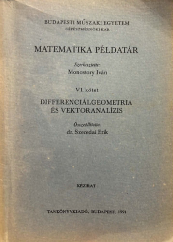 Matematikai p�ldat�r VI. k�tet - Differenci�lgeometria �s vektoranal�zis - K�zirat