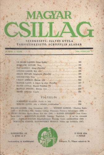 Magyar Csillag foly�irat IV. �vfolyam. 4. sz�m.  1944. febru�r 15.
