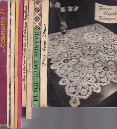 9 db. kzimunkaknyv (Frge ujjak knyve 1962, 1963, 1965 + Klnleges horgolsok + j szalagmintk + Pest krnyki kzimunka mintk + Csillagmintk, szalagmintk + Rgi mintk, j mintk + Kzimunka 1x1)