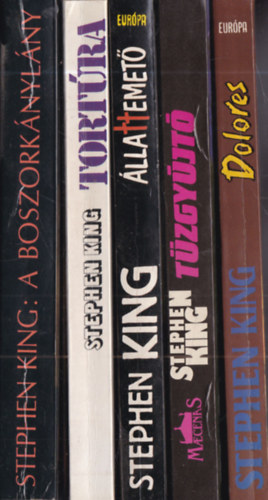 5 db. Stephen King m�: A boszork�nyl�ny + Tort�ra + �llattemet� + T�zgy�jt� + Dolores