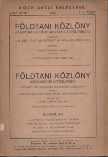 Fldtani kzlny 1943/1-12. (teljes vfolyam ; az sszes kivehet mellklettel)
