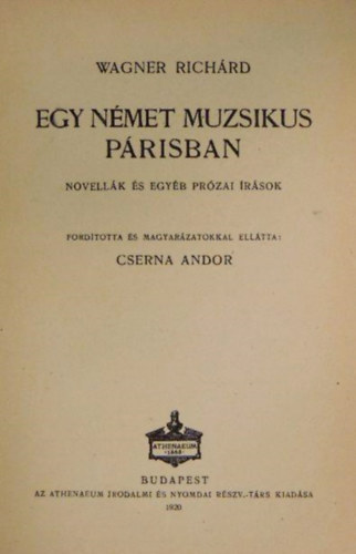 Egy nmet muzsikus Prisban (novellk s egyb przai rsok)