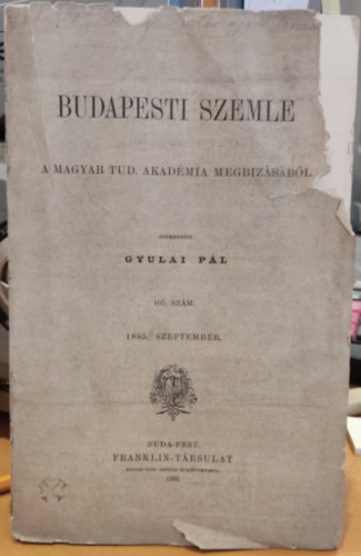 Budapesti Szemle 1885. szeptember, 105. szm (A Magyar Tud. Akadmia megbzsbl)