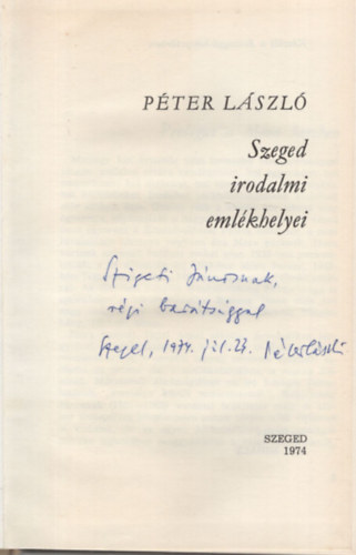 Szeged irodalmi eml�khelyei- Dedik�lt