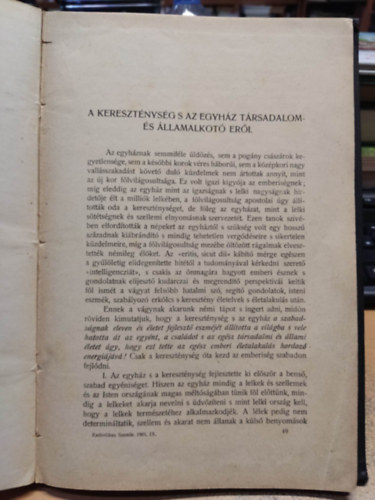 Katholikus szemle, 1901, IX.: A keresztnysg s az egyhz trsadalom- s llamalkot eri (klnnyomat)