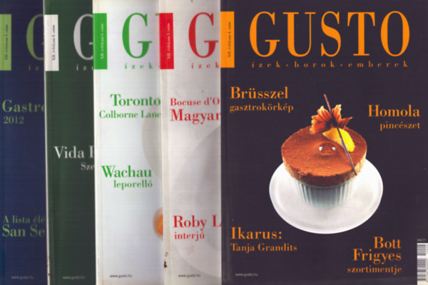 5 db Gusto magazin: XII. vfolyam 3., 4., 6., 8., 9. szmok