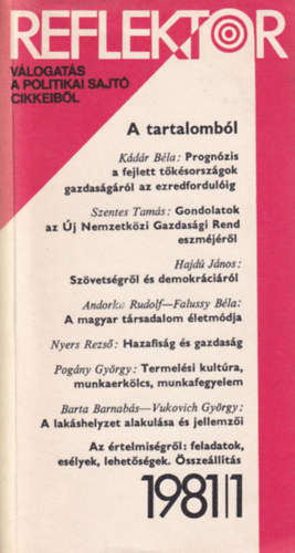 Reflektor - vlogats a politikai sajt cikkeibl  (1981/1)