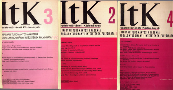 3 db Irodalomt�rt�neti K�zlem�nyek: 1974. LXXVIII. �vfolyam 2. sz�m + 1992. XCVI. �vfolyam 3. sz�m + 1969. LXXIII. �vfolyam 4. sz�m