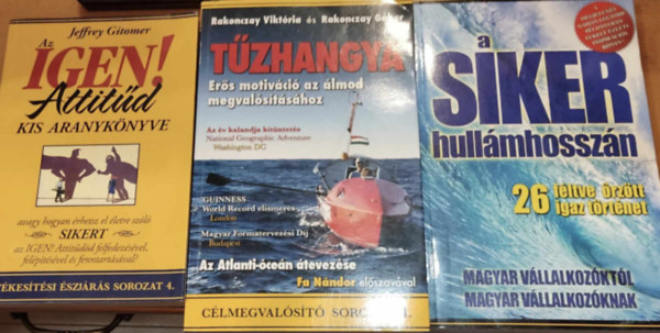 Pongor-Juhsz Attila, Rakonczay Viktria Jeffrey Gitomer - Rakonczay Gbor - 3 db vllalkozs: Az Igen! attitd kis aranyknyve + A siker hullmhosszn (26 fltve rztt igaz trtnet) + Tzhangya (Ers motivci az lmod megvalstshoz)