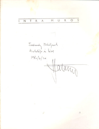Intra Muros (Tanulmny a vlemnyrl, a hitrl, a meggyzdsrl)