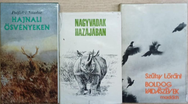 3 db vad�szk�nyv: Hajnali �sv�nyeken - Nagyvadak haz�j�ban - Boldog vad�sz�vek