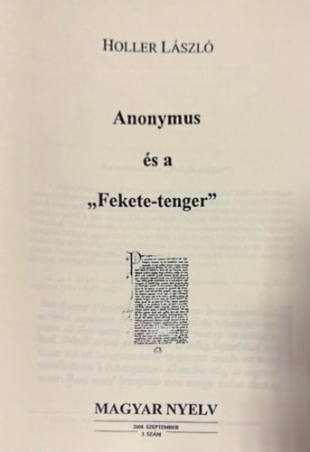 Anonymus �s a ,,Fekete-tenger" (hasonm�s kiad�s)