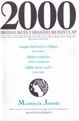 2000 Irodalmi s Trsadalmi Havi Lap - 1999. Janur