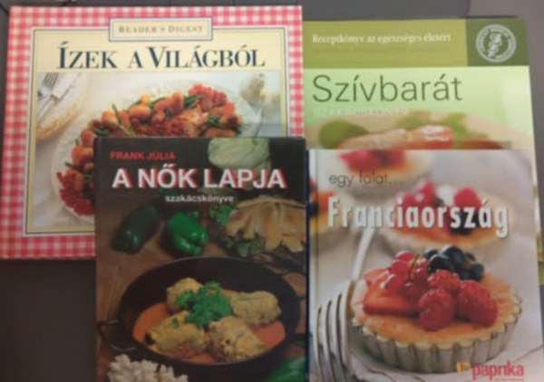 Gasztronmiai knyvcsomag (7 darab) Agyserkent telek; Ditsknyv; Szrnyaspard; A nk lapja szakcsknyv; Egy falat Franciaorszg; zek a vilgbl; Szvbart szakcsknyv