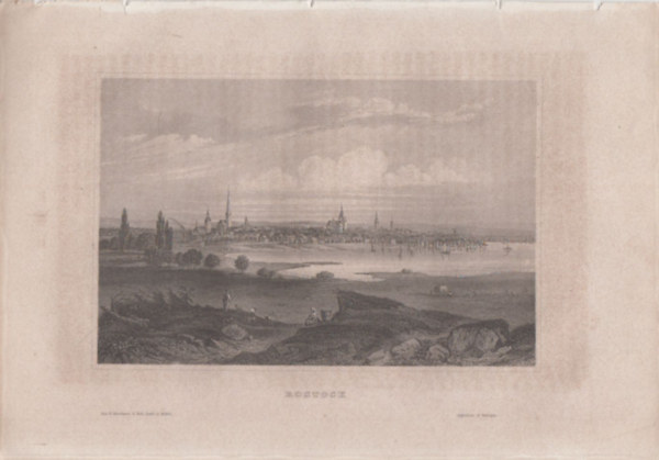 Rostock (kiktvros, Nmetorszg, Eurpa) (16x23,5 cm lapmret eredeti aclmetszet, 1856-bl)