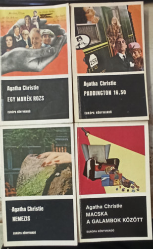 4 db Agatha Christie: Egy mark rozs +Paddington 16.50 +Macska a galambok kztt +Nemezis