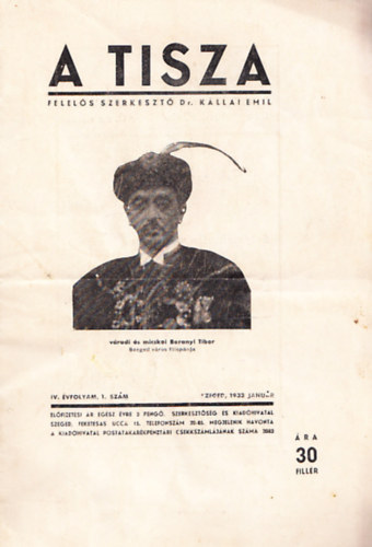 A Tisza IV. vfolyam/1. szm (1933 janur)