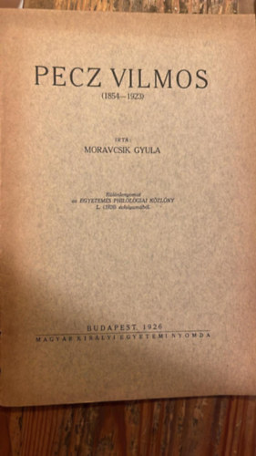 Moravcsik Gyula - Percz Vilmos (1854-1923)
