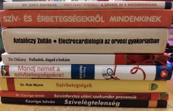 8 db szv s kardiolgia: A szvrl s a koszorerekrl; Electrocardiologia az orvosi gyakorlatban; Fulladok, dagad a bokm; Mondj nemet a szvbetegsgekre!; Szv- s rbetegsgekrl mindenkinek; Szvbetegsgek; Szvelgtelensg