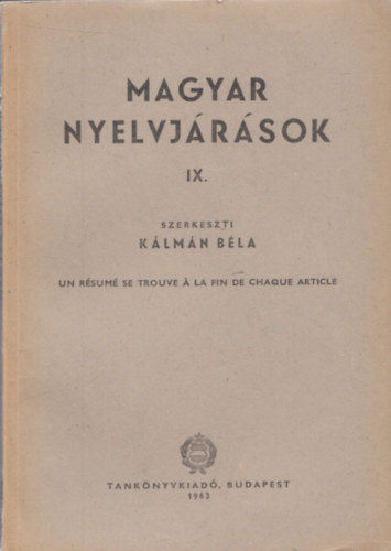 Magyar nyelvjrsok IX.