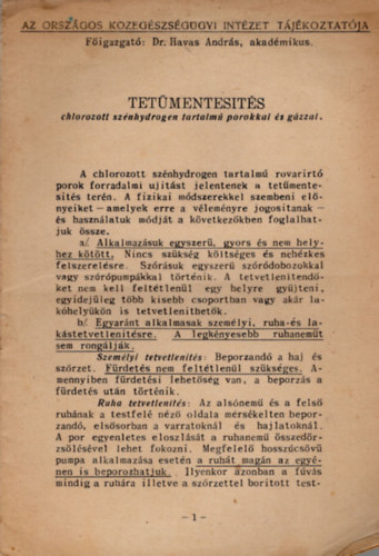 Dr. Havas Andrs - Tetmentests - chlorozott sznhydrogen tartalm porokkal s gzzal