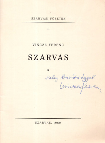 Szarvas (Szarvasi Fzetek 1.)