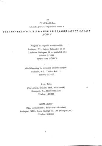 �tmutat� a mez�gazdas�gi nagyg�pek beruh�z�s�hoz