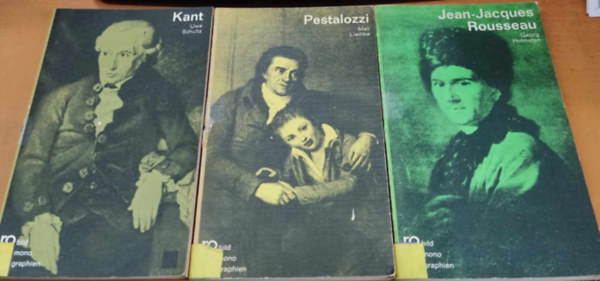 3 db Rowohlts Monographien: Immanuel Kant + Jean-Jacques Rousseau + Johann Heinrich Pestalozzi
