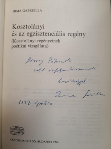 Kosztolnyi s az egzisztencilis regny