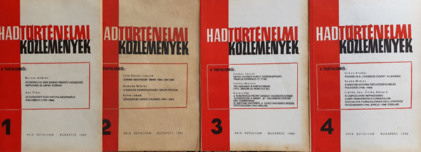 Hadt�rt�nelmi K�zlem�nyek 1982. XXIX. �vfolyam 1-4. teljes �vfolya