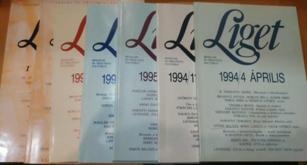 7 db Liget irodalmi �s �kol�giai foly�irat (Lapsz�mok a term�klapon)