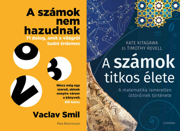 2 db k�nyv a sz�mokr�l: A sz�mok titkos �lete - A matematika ismeretlen �tt�r�inek t�rt�nete + A sz�mok nem hazudnak - 71 dolog, amit a vil�gr�l tudni �rdemes
