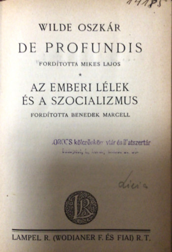 De Profundis-Az emberi l�lek �s a szocializmus