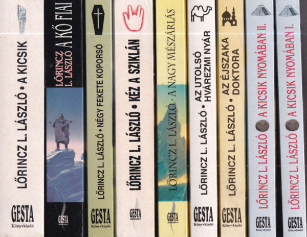 9 db. L�rincz L. L�szl� m�: A kicsik + A k� fiai + N�gy fekete kopors� + K�z a szikl�n + A nagy m�sz�rl�s + Az utols� hv�rezmi ny�r + Az �jszaka doktora + A kicsik nyom�ban I-II.
