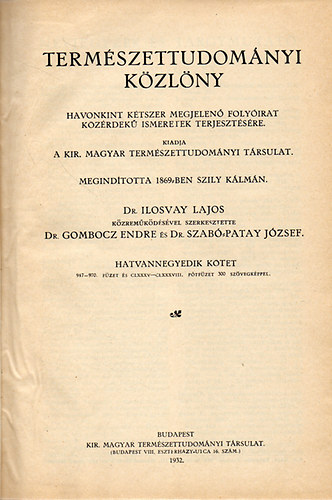 Termszettudomnyi kzlny 1932