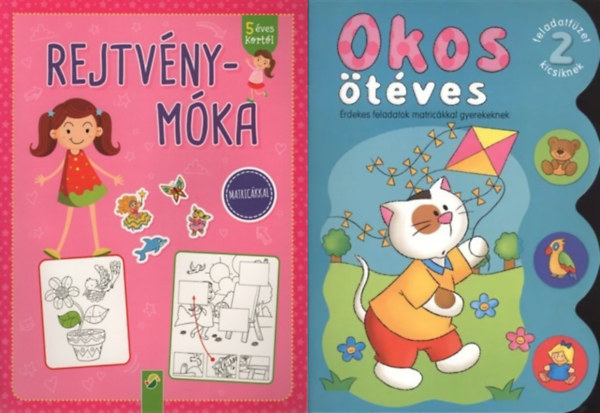2 db fejlesztknyv tvesek szmra: Rejtvnymka - Matrickkal + Okos tves 2. - rdekes feladatok matrickkal gyerekeknek