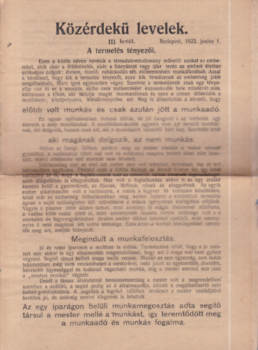 K�z�rdek� levelek III. lev�l- A termel�s t�nyez�i