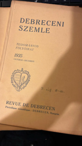 17 db Debreceni Szemle (Tudom�nyos foly�irat)