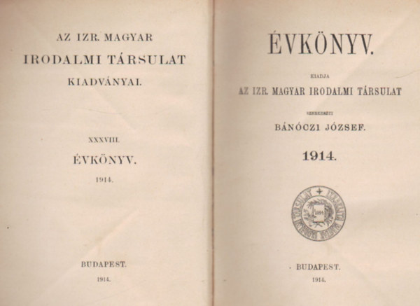 Izraelita Magyar Irodalmi Trsulat  (IMIT) vknyv 1914.