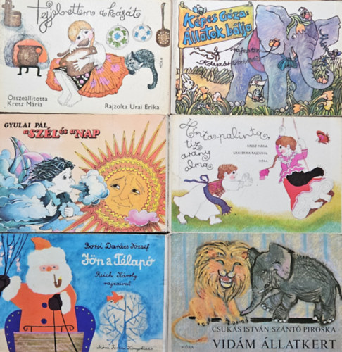 Kresz Mria, Kpes Gza, Borsi Darzs Jzsef, Gyulai Pl Csuks Istvn - 6 db retro leporell: Vidm llatkert + Hinta-palinta, tz arany alma + Tejjel ettem a kst +  llatok blja + Jn a Tlap + A Szl s a Nap