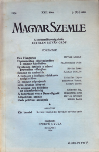 Magyar Szemle 1934. november XXII. ktet 3. (87.) szm