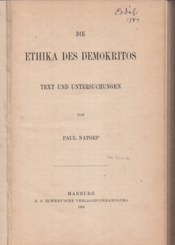 Die Ethika des Demokritos