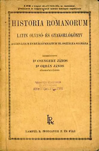 Historia romanorum: latin olvas- s gyakorlknyv III.