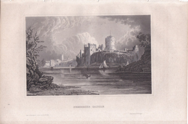 Pembroke Castle (Pembroke kastly, Wales, Egyeslt Kirlysg, Eurpa) (16x23,5 cm lapmret eredeti aclmetszet, 1856-bl)