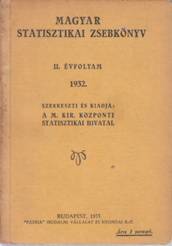 Magyar statisztikai zsebknyv 1932. (II. vfolyam)