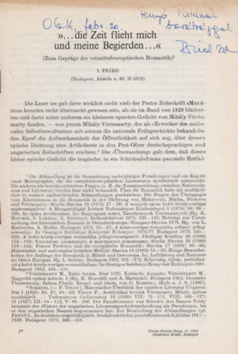 Fried István - ... die Zeit flieht mich und meine Begierden..." (Österreichische Osthefte) (Dedikált)