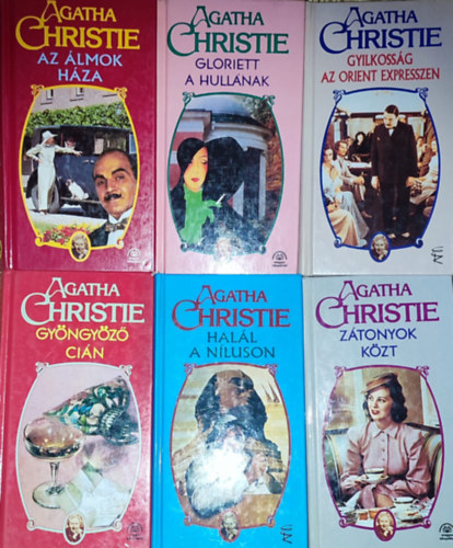 Agatha Christie - 6db Agatha Christie regny - Ztonyok kzt, Gyilkossg az Oriont expresszen, Gloriett a hullnak, Hall a Nluson, Gyngyz cin, Az lmok hza